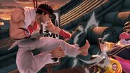 Wario siendo atacado por Ryu en Suzaku Castle.