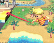 Lucas usando a Rope Snake como una Recuperacion con Cuerda en Brawl.