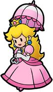 Art Oficial de Peach en Super Paper Mario usando su sombrilla.