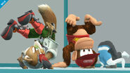 Diddy Kong, Fox y la Entrenadora de Wii Fit en este escenario.