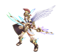 Artwork de Pit con los Tres Tesoros Sagrados en Kid Icarus: Uprising.