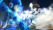Dr. Mario y Mega Man en el Castillo de Wily.