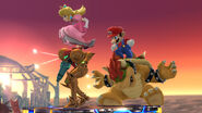 Peach y Mario usando el salto banqueta sobre Samus y Bowser SSB4 (Wii U).jpg (132 kB) Salto banqueta en Super Smash Bros. para Nintendo 3DS y Wii U.