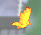 Moltres en el fondo del escenario.