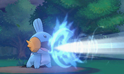 Mudkip usando Hidrobomba en Pokémon Rubí Omega y Zafiro Alfa