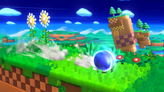 Sonic corriendo con la Carga torbellino en Super Smash Bros. para Wii U.