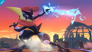 Greninja usando una especie de espada acuática.