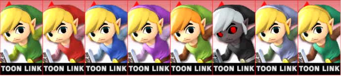 Paleta de colores de Toon Link SSB4 (3DS)