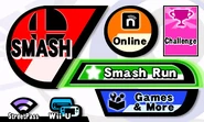 Pantalla superior del menú de Super Smash Bros. para Nintendo 3DS.
