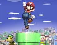 Mario entrando al escenario en Super Smash Bros. Brawl.