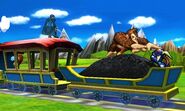Greninja, Marth y Donkey Kong en el Tren de los Dioses SSB4 (3DS)