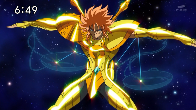 Um dos 12 cavaleiros de ouro em Saint Seiya Ômega, Genbu de Libra