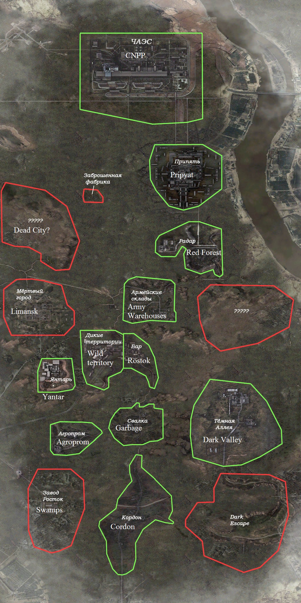 stalker map of the zone