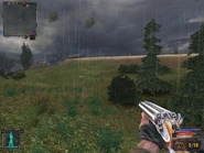 Ingame view, looking northwest toward the railroad bridge.