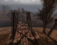 The collapsed bridge seen from the tunnel