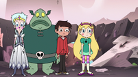 S3E7 Star, Marco, Moon, and Buff Frog look at Ludo