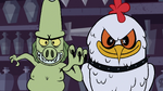 S1E8 Frill-neck minion and Big Chicken about to pounce