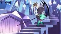 S2E34 Rhombulus carries Lekmet to bottom of the stairs