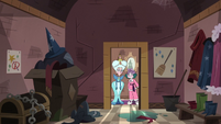 S3E28 Moon and Eclipsa entering a coat closet