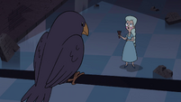 S4E15 Crow looking down at Moon Butterfly