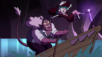 S4E23 Globgor lands on Eclipsa's rowboat