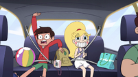 S4E27 Marco and Star in a flying taxi