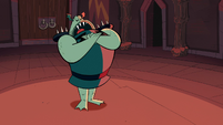 S1E3 Buff Frog saluting to Ludo