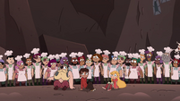 S4E2 Star, Marco, and River surrounded by Pie Folk