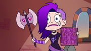 S2E3 Goth Star holding axe and guidebook