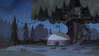 S4E8 Moon and River's yurt camp at night