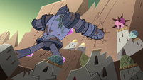 S4E32 Solarian warrior punching the mountain