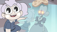 S3E33 Child Meteora pointing at her reflection