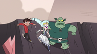 S3E7 Moon, Marco, and Buff Frog slide to crater center