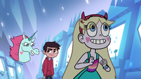 Marco and Pony Head glaring at each other
