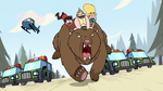 S2E10 Star, Marco, and King riding a grizzly bear