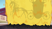 The carriage appears from the underworld