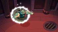 S1e1 buff frog comes through the portal