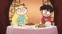 S1E16 Star happily eating fortune cookies