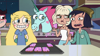 S2E17 Janna, Jackie, and Pony Head pretend to like Star's brownies