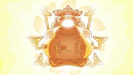 S2E13 Buddha-like goblin dog statue