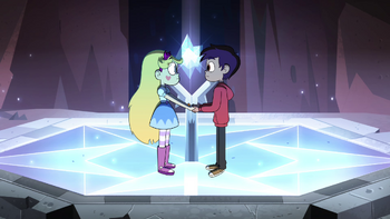 S4E13 Star and Marco on a glowing pedestal