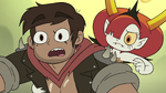 S3E22 Hekapoo pointing at a cliff ahead