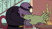 S2E36 Gemini holding Rasticore's arm