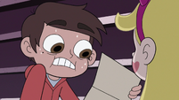 S3E15 Marco looking crazily at his shopping list