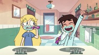 S2E39 Marco lip-syncing while brushing his teeth