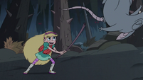 S3E1 Star whacks a rat away with her stick