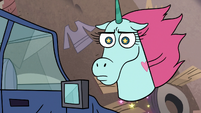 S2E24 Pony Head looking confused at Marco Diaz