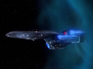 USS Enterprise-C emerges from temporal rift
