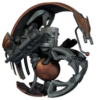 A Droideka curled up.