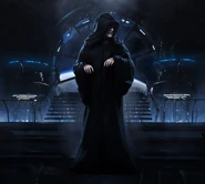 Darth Sidious in his throne room during The Last of the Droids era.